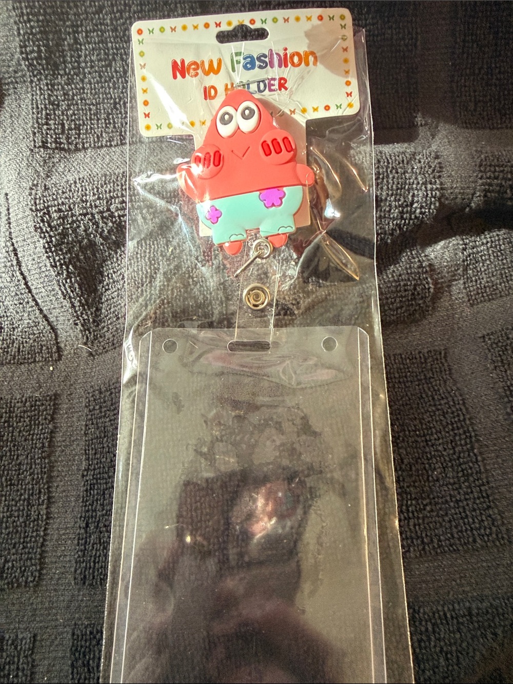 Cute Pink Cartoon ID Badge Reel with Clear Holder
